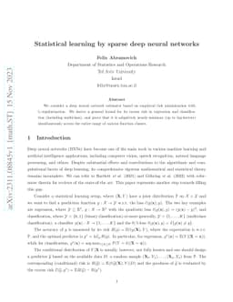 Statistical learning by sparse deep neural networks