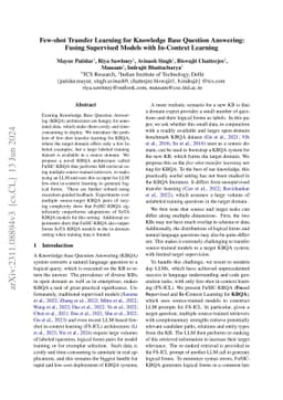 Few-shot Transfer Learning for Knowledge Base Question Answering: Fusing
  Supervised Models with In-Context Learning