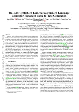 HeLM: Highlighted Evidence augmented Language Model for Enhanced
  Table-to-Text Generation