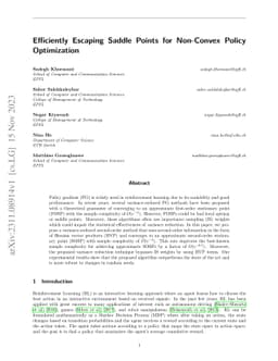 Efficiently Escaping Saddle Points for Non-Convex Policy Optimization