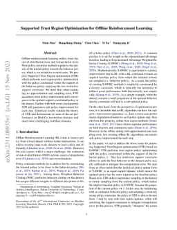Supported Trust Region Optimization for Offline Reinforcement Learning