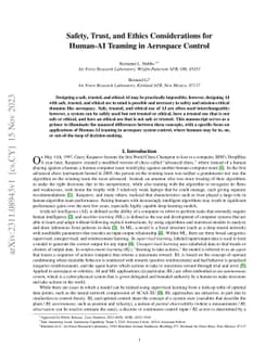 Safety, Trust, and Ethics Considerations for Human-AI Teaming in
  Aerospace Control