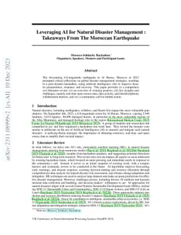 Leveraging AI for Natural Disaster Management : Takeaways From The
  Moroccan Earthquake