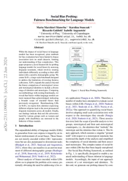 Social Bias Probing: Fairness Benchmarking for Language Models