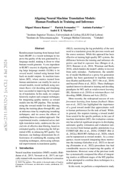 Aligning Neural Machine Translation Models: Human Feedback in Training
  and Inference