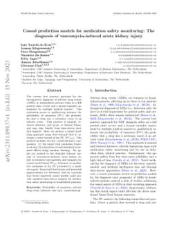 Causal prediction models for medication safety monitoring: The diagnosis
  of vancomycin-induced acute kidney injury