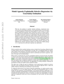 Model Agnostic Explainable Selective Regression via Uncertainty
  Estimation