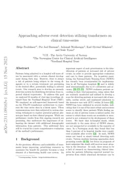 Approaching adverse event detection utilizing transformers on clinical
  time-series