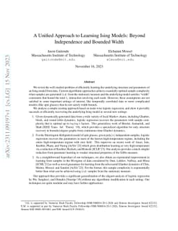A Unified Approach to Learning Ising Models: Beyond Independence and
  Bounded Width