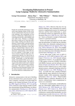Investigating Hallucinations in Pruned Large Language Models for
  Abstractive Summarization