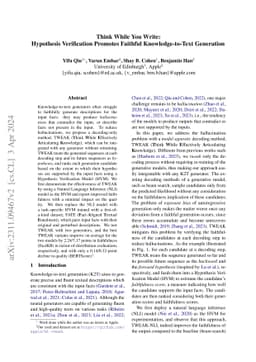 Think While You Write: Hypothesis Verification Promotes Faithful
  Knowledge-to-Text Generation