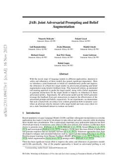 JAB: Joint Adversarial Prompting and Belief Augmentation