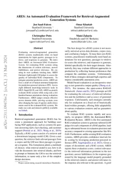 ARES: An Automated Evaluation Framework for Retrieval-Augmented
  Generation Systems