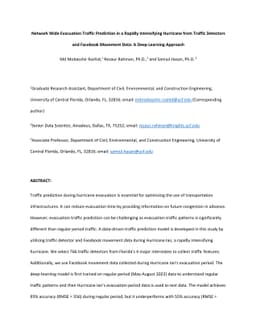 Network Wide Evacuation Traffic Prediction in a Rapidly Intensifying
  Hurricane from Traffic Detectors and Facebook Movement Data: A Deep Learning
  Approach