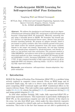 Pseudo-keypoint RKHS Learning for Self-supervised 6DoF Pose Estimation