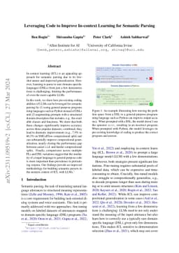 Leveraging Code to Improve In-context Learning for Semantic Parsing