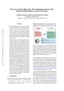 What if you said that differently?: How Explanation Formats Affect Human
  Feedback Efficacy and User Perception