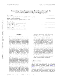 Generating Drug Repurposing Hypotheses through the Combination of
  Disease-Specific Hypergraphs