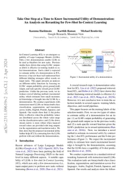 Take One Step at a Time to Know Incremental Utility of Demonstration: An
  Analysis on Reranking for Few-Shot In-Context Learning