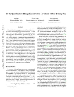 On the Quantification of Image Reconstruction Uncertainty without
  Training Data