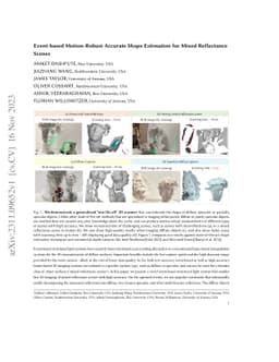 Event-based Motion-Robust Accurate Shape Estimation for Mixed
  Reflectance Scenes