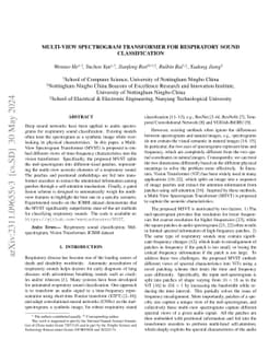 Multi-View Spectrogram Transformer for Respiratory Sound Classification