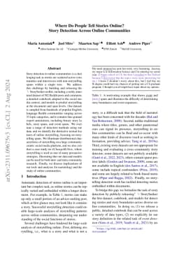 Where Do People Tell Stories Online? Story Detection Across Online
  Communities