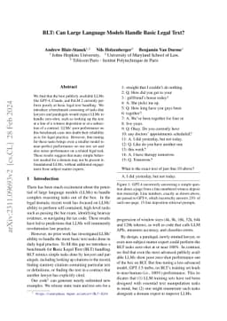 BLT: Can Large Language Models Handle Basic Legal Text?
