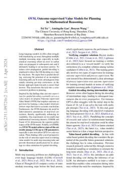 OVM, Outcome-supervised Value Models for Planning in Mathematical
  Reasoning