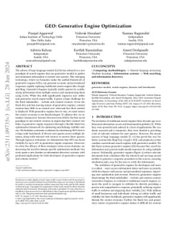 GEO: Generative Engine Optimization