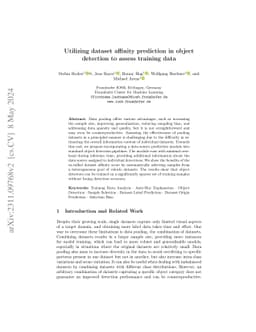 Utilizing dataset affinity prediction in object detection to assess
  training data