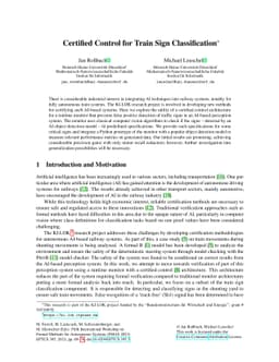 Certified Control for Train Sign Classification