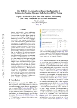 $\textit{Dial BeInfo for Faithfulness}$: Improving Factuality of
  Information-Seeking Dialogue via Behavioural Fine-Tuning