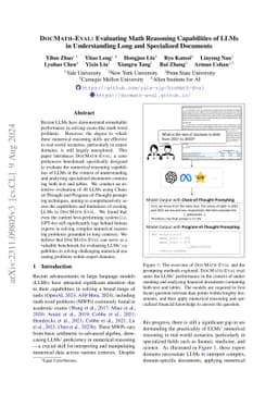 DocMath-Eval: Evaluating Numerical Reasoning Capabilities of LLMs in
  Understanding Long Documents with Tabular Data