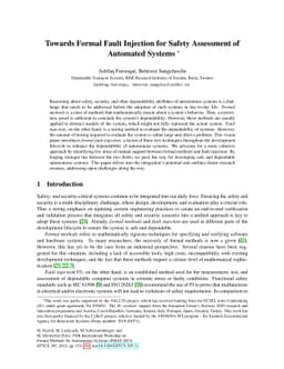 Towards Formal Fault Injection for Safety Assessment of Automated
  Systems
