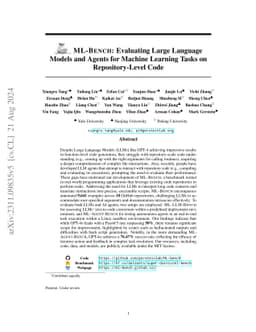 ML-Bench: Evaluating Large Language Models and Agents for Machine
  Learning Tasks on Repository-Level Code