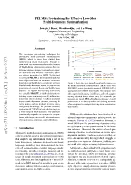 PELMS: Pre-training for Effective Low-Shot Multi-Document Summarization