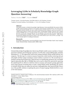 Leveraging LLMs in Scholarly Knowledge Graph Question Answering