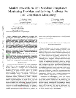 Market Research on IIoT Standard Compliance Monitoring Providers and
  deriving Attributes for IIoT Compliance Monitoring