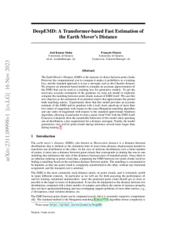 DeepEMD: A Transformer-based Fast Estimation of the Earth Mover's
  Distance