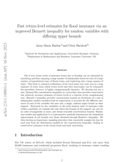 Fast return-level estimates for flood insurance via an improved Bennett
  inequality for random variables with differing upper bounds