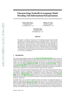Characterizing Tradeoffs in Language Model Decoding with Informational
  Interpretations