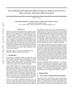 Accommodating Missing Modalities in Time-Continuous Multimodal Emotion
  Recognition