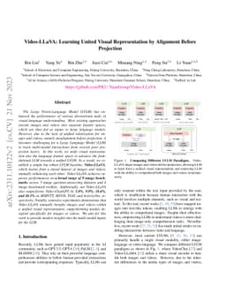 Video-LLaVA: Learning United Visual Representation by Alignment Before
  Projection