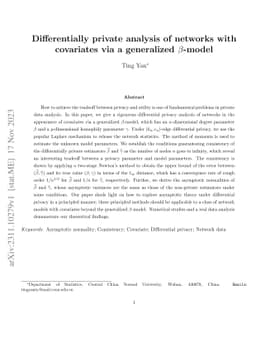 Differentially private analysis of networks with covariates via a
  generalized $β$-model
