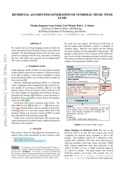Retrieval Augmented Generation of Symbolic Music with LLMs