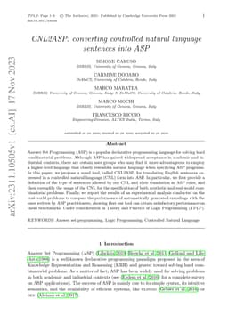 CNL2ASP: converting controlled natural language sentences into ASP