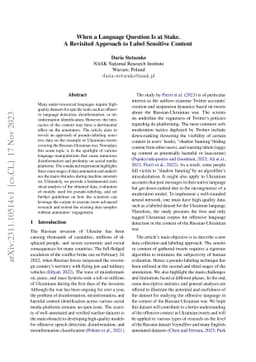 When a Language Question Is at Stake. A Revisited Approach to Label
  Sensitive Content