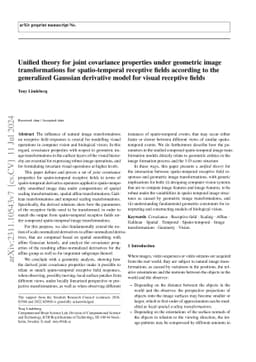 Unified theory for joint covariance properties under geometric image
  transformations for spatio-temporal receptive fields according to the
  generalized Gaussian derivative model for visual receptive fields