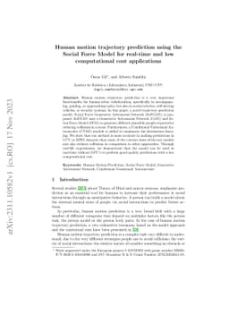 Human motion trajectory prediction using the Social Force Model for
  real-time and low computational cost applications